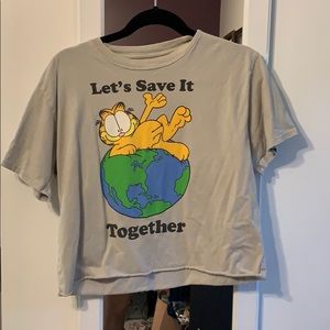 Garfield Let’s Save It Together Cropped Shirt